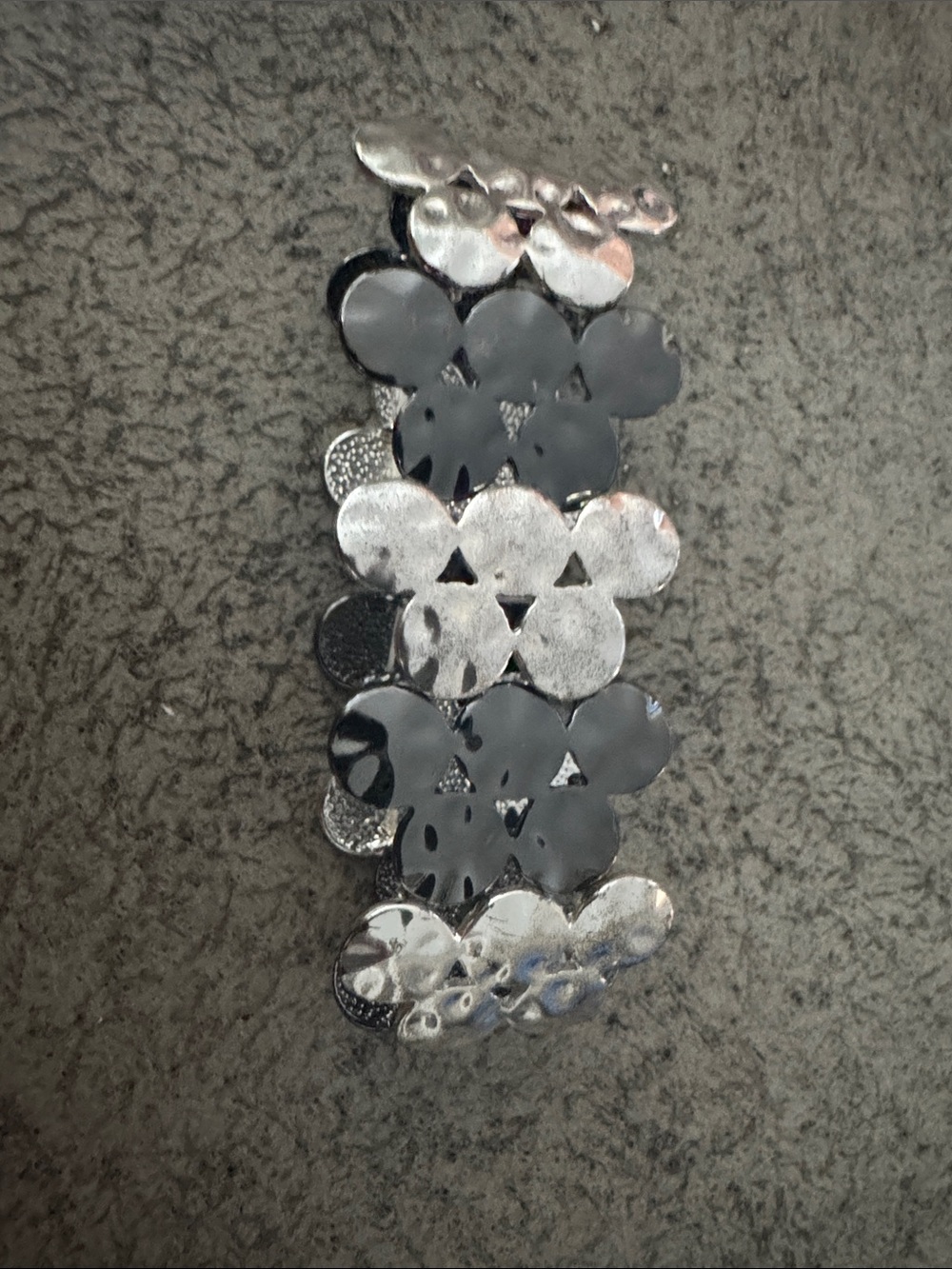 Silver and Black Floral Link Bracelet - Women Jewelry